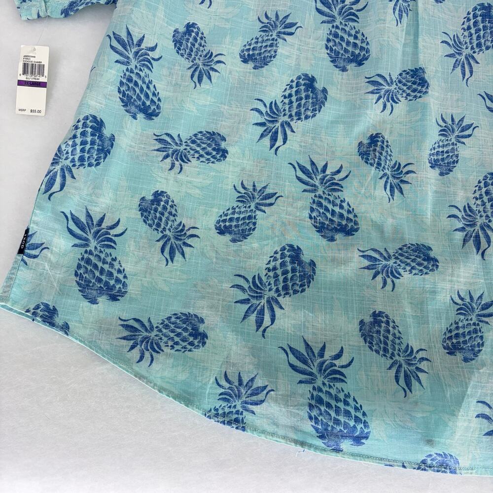IZOD Men's 2XL Dockside Chambray Pineapple Short Sleeve Button Down Shirt NWT - Picture 9 of 16